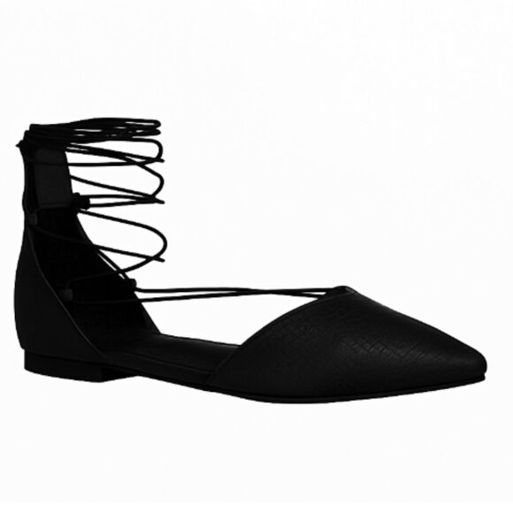 Call It Spring Cinnabar Black Lace-Up Flats with Textured Design - Size 7.5 - Picture 1 of 6